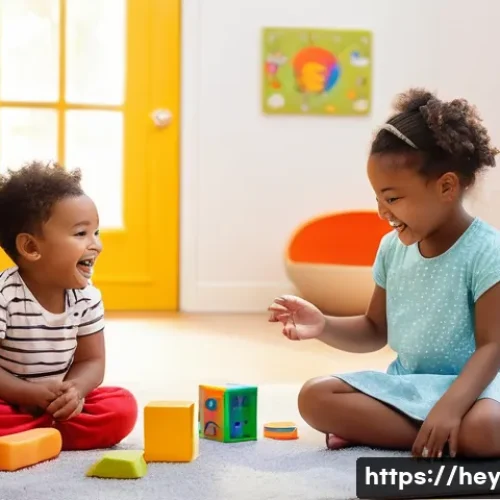 헤이지니의 SNS 마케팅 전략 - **Prompt:** A brightly lit scene inside a children's playroom. Heejini, a cheerful woman in her 30s ...