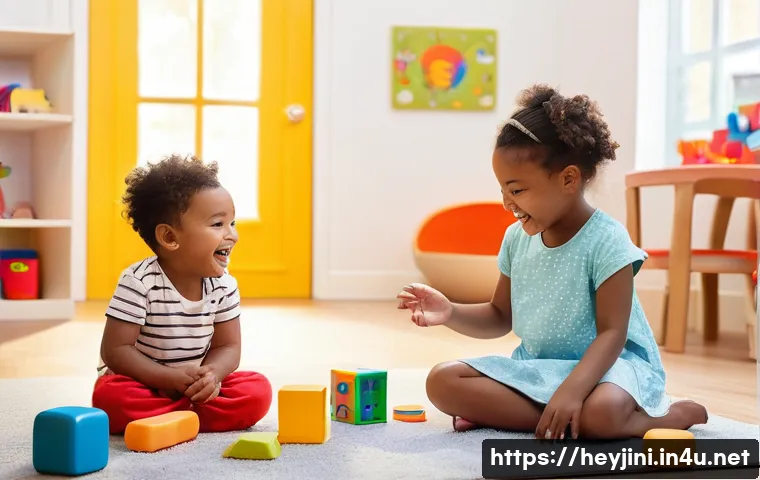 헤이지니의 SNS 마케팅 전략 - **Prompt:** A brightly lit scene inside a children's playroom. Heejini, a cheerful woman in her 30s ...